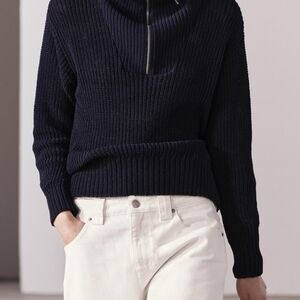 Zara Navy Cowl Neck Sweater